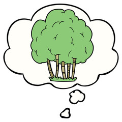 cartoon tree and thought bubble