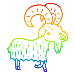 rainbow gradient line drawing cartoon goat