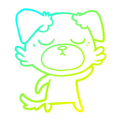Fototapeta premium cold gradient line drawing cute cartoon dog