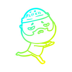 cold gradient line drawing cartoon worried man with beard