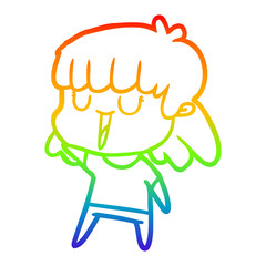 rainbow gradient line drawing cartoon woman