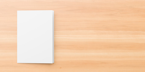 Blank white reinforced A4 size single pocket folder mock up isolated on wooden background. 3D...