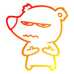 warm gradient line drawing annoyed bear cartoon