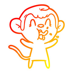 warm gradient line drawing crazy cartoon monkey