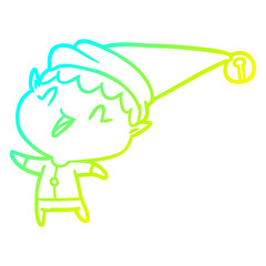 cold gradient line drawing happy christmas elf