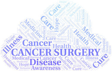 Cancer Surgery word cloud. Vector made with text only.