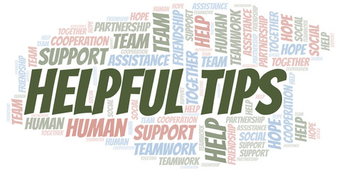 Fototapeta premium Helpful Tips word cloud. Vector made with text only.