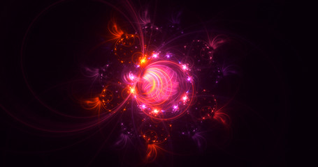 3D rendering abstract red fractal light background
