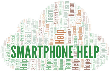 Obraz premium Smartphone Help word cloud. Vector made with text only.