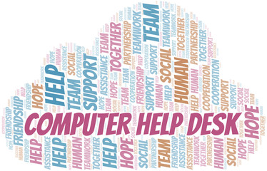 Obraz premium Computer Help Desk word cloud. Vector made with text only.