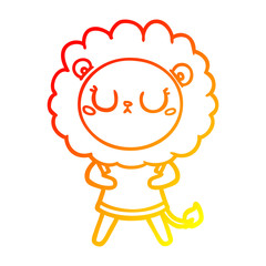 warm gradient line drawing cartoon lion