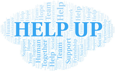 Fototapeta premium Help Up word cloud. Vector made with text only.
