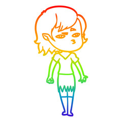 rainbow gradient line drawing cartoon vampire girl