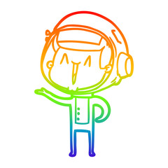 rainbow gradient line drawing happy cartoon astronaut