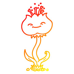 warm gradient line drawing cute cartoon flower