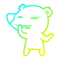 cold gradient line drawing angry polar bear cartoon thinking