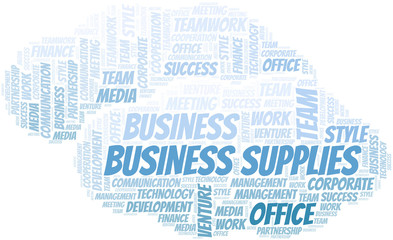 Obraz premium Business Supplies word cloud. Collage made with text only.