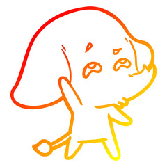 warm gradient line drawing cartoon elephant remembering