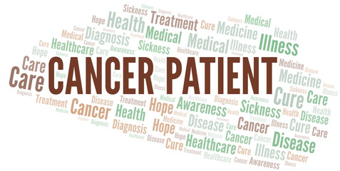 Cancer Patient word cloud. Vector made with text only.