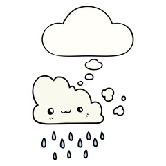cartoon storm cloud and thought bubble