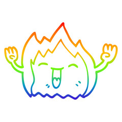 rainbow gradient line drawing cartoon happy gas flame