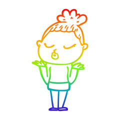 rainbow gradient line drawing cartoon calm woman