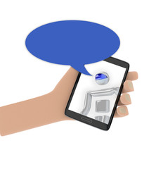 3D Illustration Of Chatbot Character With Chatbox