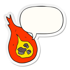 cartoon fireball and speech bubble sticker