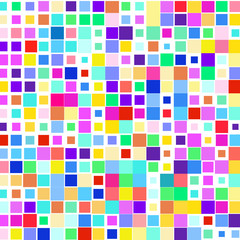 Mosaic of a bright colorful squares on a white background. 