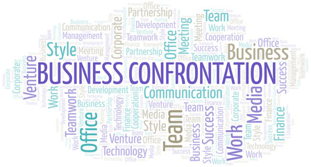 Business Confrontation word cloud. Collage made with text only.
