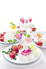 お花ゼリーのデザートプレート