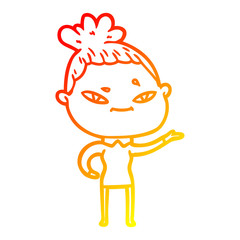 warm gradient line drawing cartoon woman