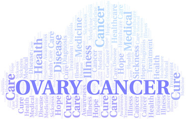 Ovary Cancer word cloud. Vector made with text only.