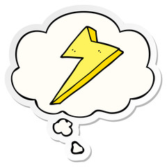 cartoon lightning and thought bubble as a printed sticker