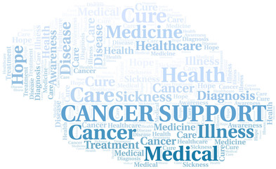 Cancer Support word cloud. Vector made with text only.