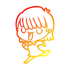 warm gradient line drawing cartoon woman