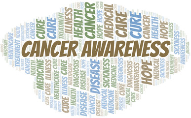 Cancer Awareness word cloud. Vector made with text only.