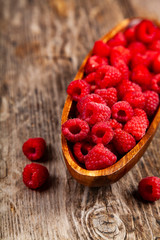Ripe raspberries in a bowl