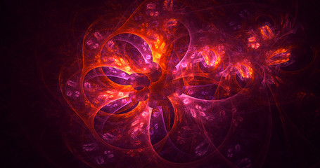 3D rendering abstract red fractal light background