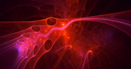 3D rendering abstract red fractal light background
