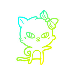 cold gradient line drawing cute cartoon cat