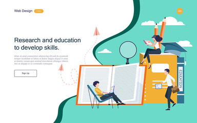  flat design concept of education for website and landing page template.Online education, training and courses, learning, Vector illustration.