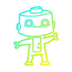 cold gradient line drawing cartoon robot