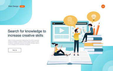  flat design concept of education for website and landing page template.Online education, training and courses, learning, Vector illustration.