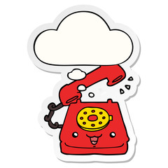 cute cartoon telephone and thought bubble as a printed sticker