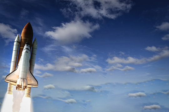 Dramatic rocket launch.  The elements of this image furnished by NASA.