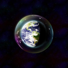 safe planet earth bubble in space