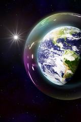 safe planet earth bubble in space