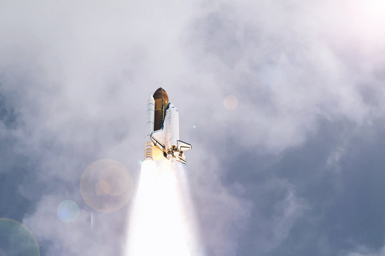 Dramatic rocket launch.  The elements of this image furnished by NASA.