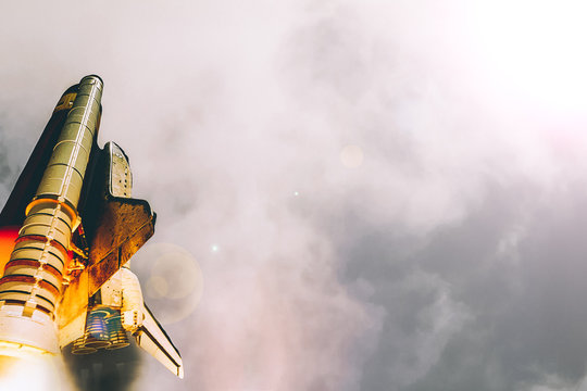 Dramatic rocket launch.  The elements of this image furnished by NASA.